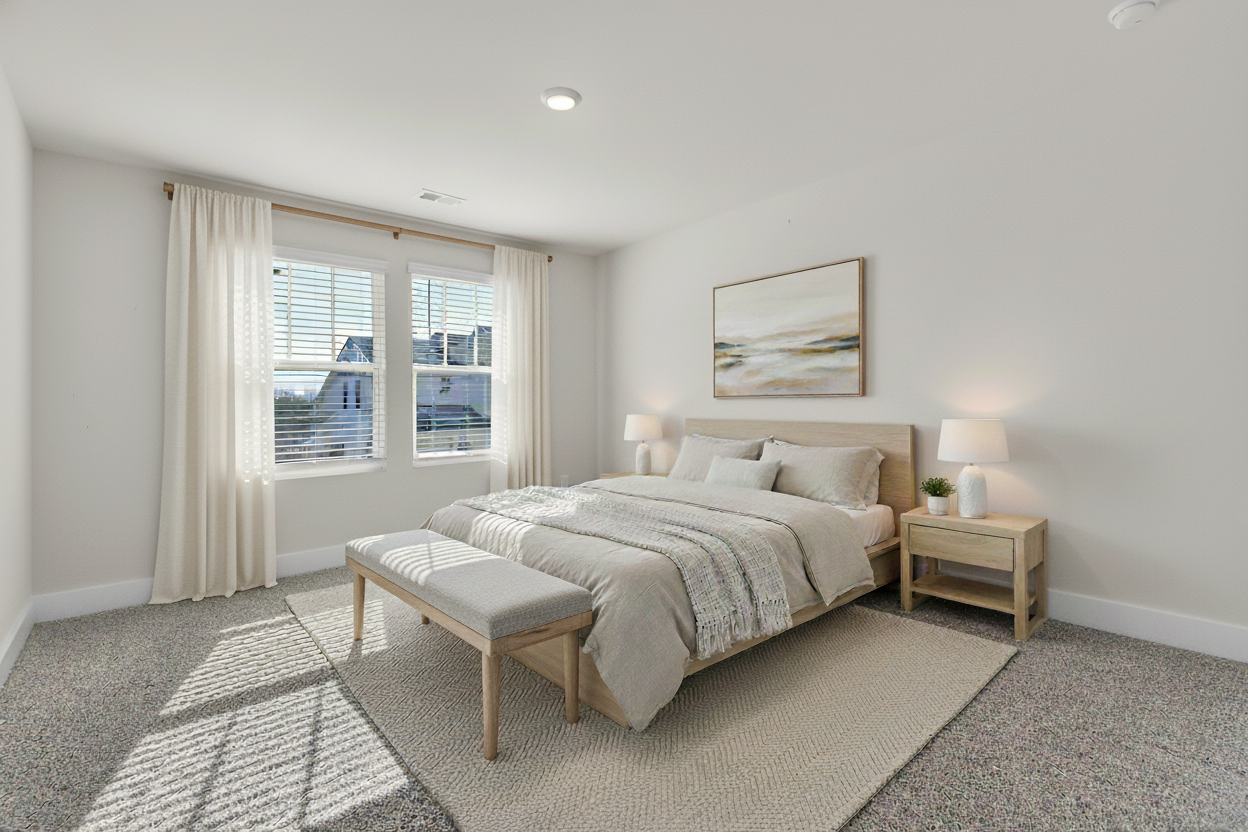 Virtual staging after — beautifully furnished bedroom