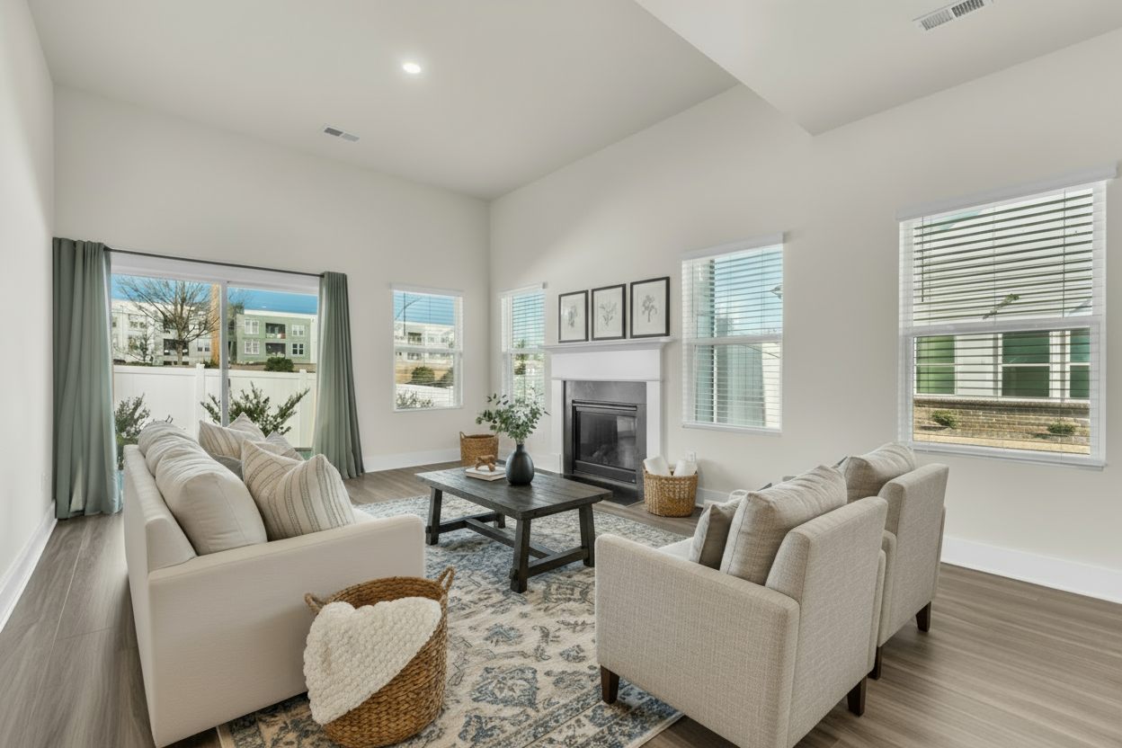 Virtual staging after — beautifully furnished living room