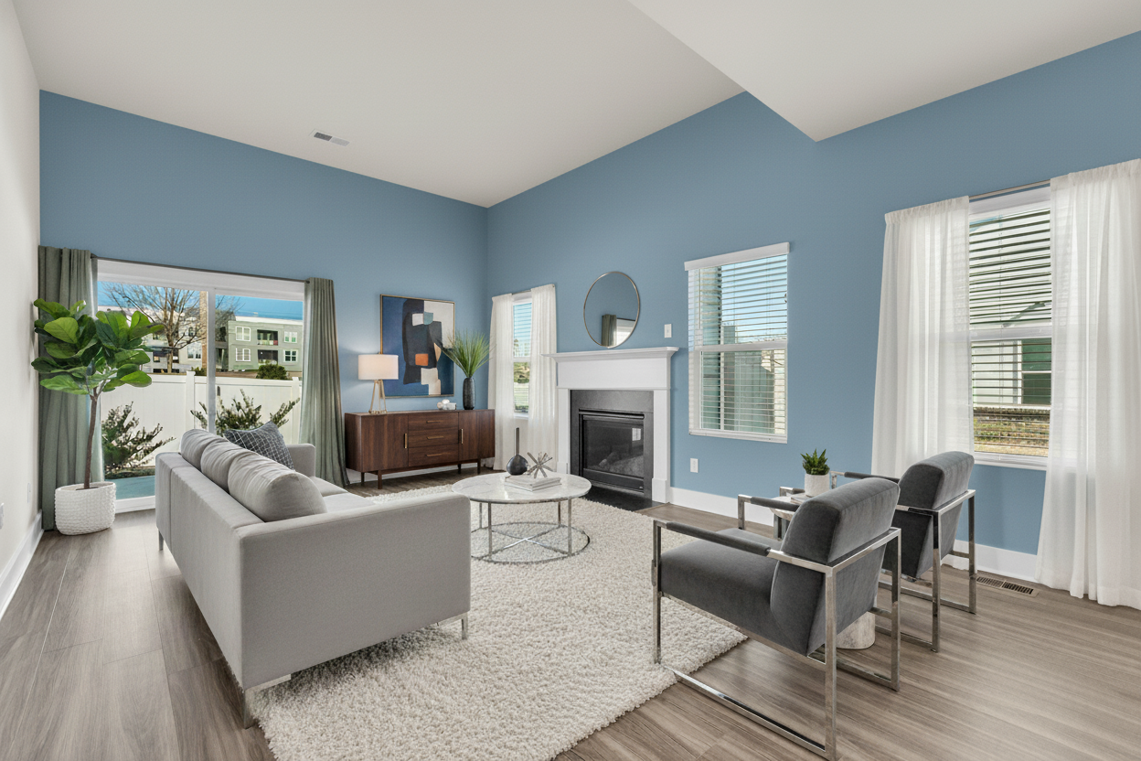 Room with new paint color transformation